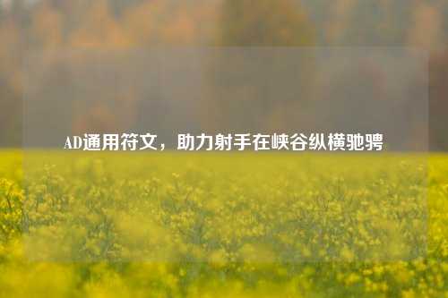 AD通用符文,助力射手在峡谷纵横驰骋