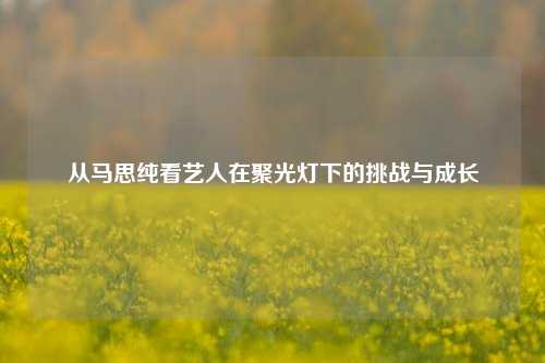 从马思纯看艺人在聚光灯下的挑战与成长