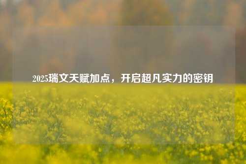 2025瑞文天赋加点,开启超凡实力的密钥