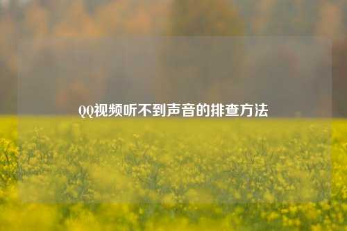视频听不到声音的排查