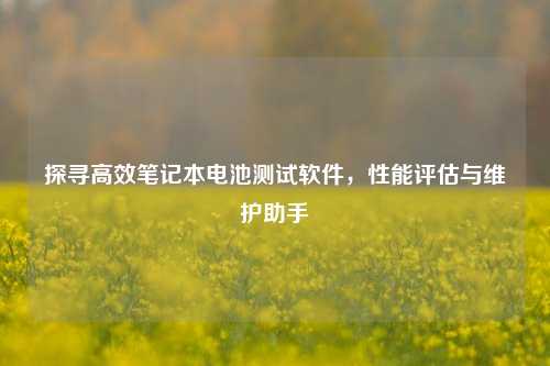 探寻高效笔记本电池测试软件,性能评估与维护助手