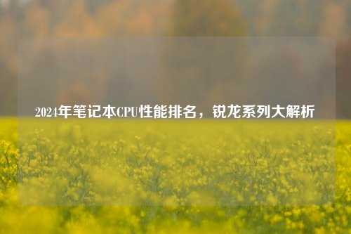 2024年笔记本CPU性能排名,锐龙系列大解析