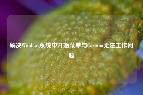 解决Windows系统中开始菜单与Cortana无法工作问题